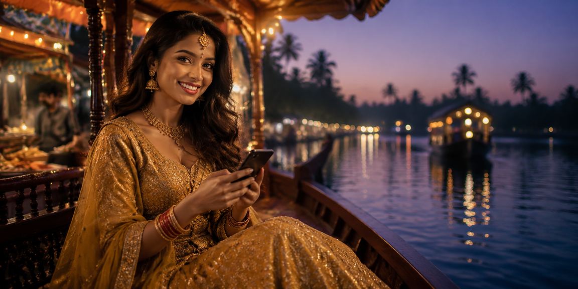 Mobile VIP access in Kerala with casino gaming and traditional lehenga dress